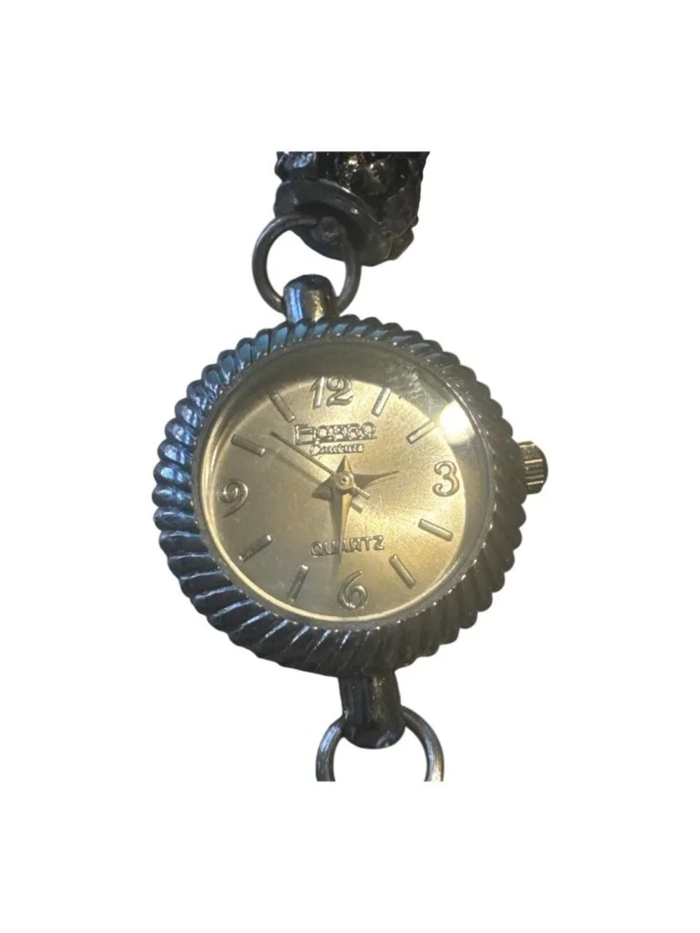 Beaded Wristwatch Bracelet With Quartz Movement & Adjustable Chain - Green Brown